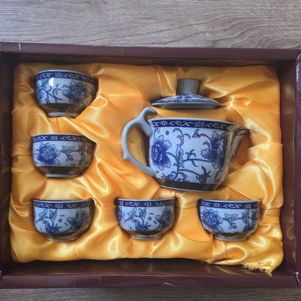 Vintage Blue Floral Tea Coffee Set